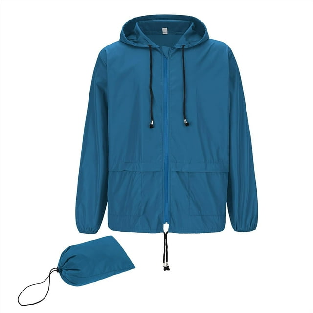 Mens Rain Jacket Lightweight Packable Rain Coats Men Waterproof Jackets with Hood Windbreaker