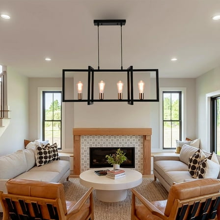 AFANQI Pendant Light Fixture 4 Lights E26 Base Chandelier Rustic Industrial Metal Ceiling Light