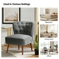 thumbnail image 7 of Modern Accent Dining Chairs Set of 2 Wood Legs Upholstered Tufted Armless Vanity Slipper Side Chair Living Bedroom Home Kitchen Grey, 7 of 7