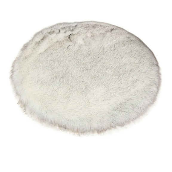 Soft Plush Area Rug Round 3x3ft, Gray White Fluffy Rugs Comfortable Shaggy Circle Carpet for Living Room Bedroom Nursery Modern Floor Mat