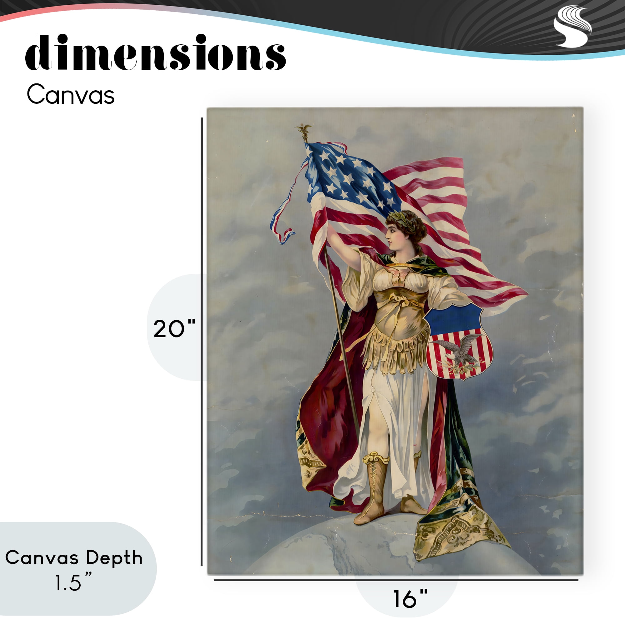 Stupell Industries Columbia Standing with American Flag Canvas Wall Art, design by Arlington Prints