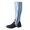 Blue, variant on Xfvqtps Knee High Boots for Women Faux Denim Side Zipper Buckle Strap Block Low Heel Tall Boots