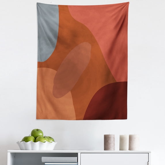 Simple Boho Tapestry, Confusion of the Color Forming an Abstract Composition Terracotta Illustration, Fabric Wall Hanging Decor for Bedroom Living Room Dorm, 5 Sizes, Multicolor, by Ambesonne