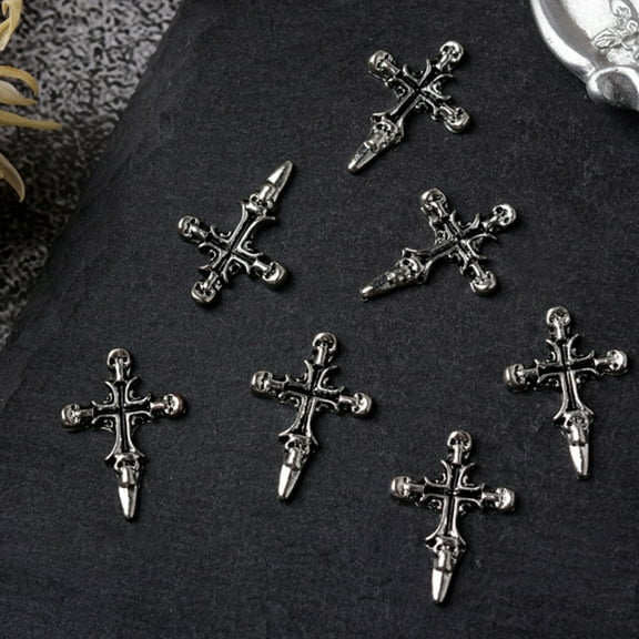 Pack of 10 Luxury Metal Gothic Design Manicure Tips Rhinestones Decoration