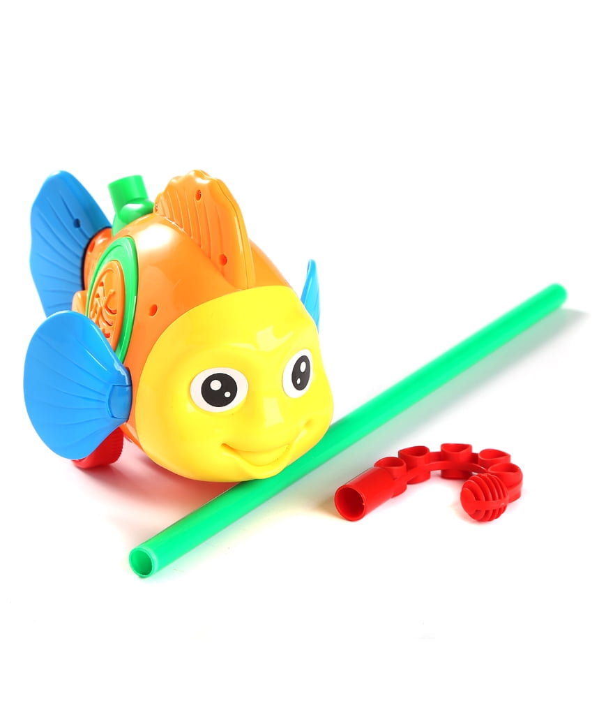 Fun Central (BC898) 1 pc 9.5 Inch Fish Push Toy, Fish Pull Toy, Fish