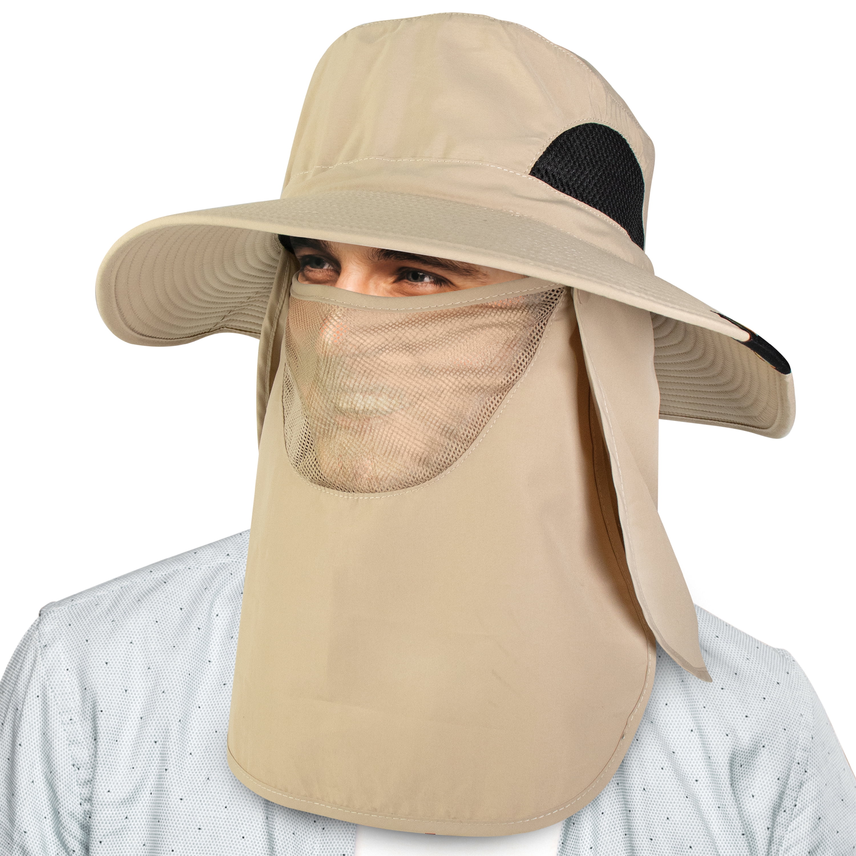 Bucket Hat Boonie Hiking Fishing Outdoor Sun Cap Wide Brim Brim Neck Face Flap