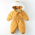 thumbnail image 2 of Newborn Snowsuit Baby's Romper Jumpsuit Winter Coats Warm Down Coat Cute Padded Windproof Onesie for Infant Girls Boys Orange 4-5 Years, 2 of 7