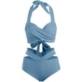 thumbnail image 6 of Jjayotai Womens High Waisted Bikini Sets Clearance, Sexy Halter Push Up Two Piece Swimsuit, Criss Cross High Cut Bathing Suits Light Blue XL, 6 of 6