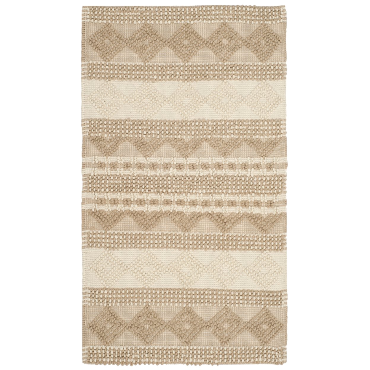 SAFAVIEH Natura Carly Geometric Braided Wool Runner Rug, Beige/Ivory, 2'3" x 14'