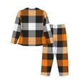 thumbnail image 2 of Junzan Orange Plaid Print Womens Pajama Sets,Long Sleeve Button Down For Women Pjs 2 Piece, 2 of 9