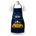 thumbnail image 3 of New York Taxi Apron, NY City Cab Illustration Designed with Letter and Stars, Unisex Kitchen Bib with Adjustable Neck for Cooking Gardening, Adult Size, Night Blue and Earth Yellow, by Ambesonne, 3 of 4