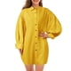 thumbnail image 1 of Vestido de camisa de gran tamaño para mujer, cuello vuelto, mangas abullonadas, vestido con botones, Abanopi Amarillo/Grande, 1 of 7