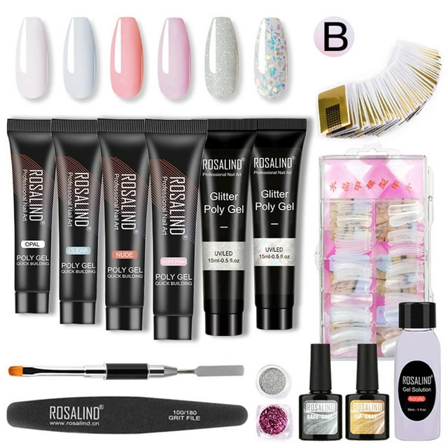 Polygel Nail Set Safe Professional Nails Bulider Gel All in One Manicure File Tools Kit