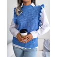 thumbnail image 2 of Women'S Ruffle Cute Sweater Vest Sleeveless Round Neck Summer Knit Pullover Tank Tops Blue M, 2 of 8