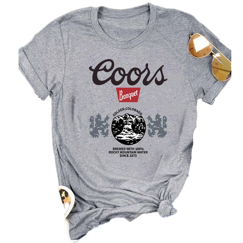 Women Coors-Light-Logo Loose Short Sleeves Vintage T Shirts