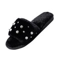 thumbnail image 2 of Pantuflas peludas para mujer, pantuflas acogedoras de felpa, zapatos de casa suaves y cálidos, zapatillas informales con perlas sólidas Wmkox8yii hj789, 2 of 4