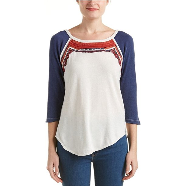 Camiseta con adornos Free People Ritu Mujer Hueso Mediana