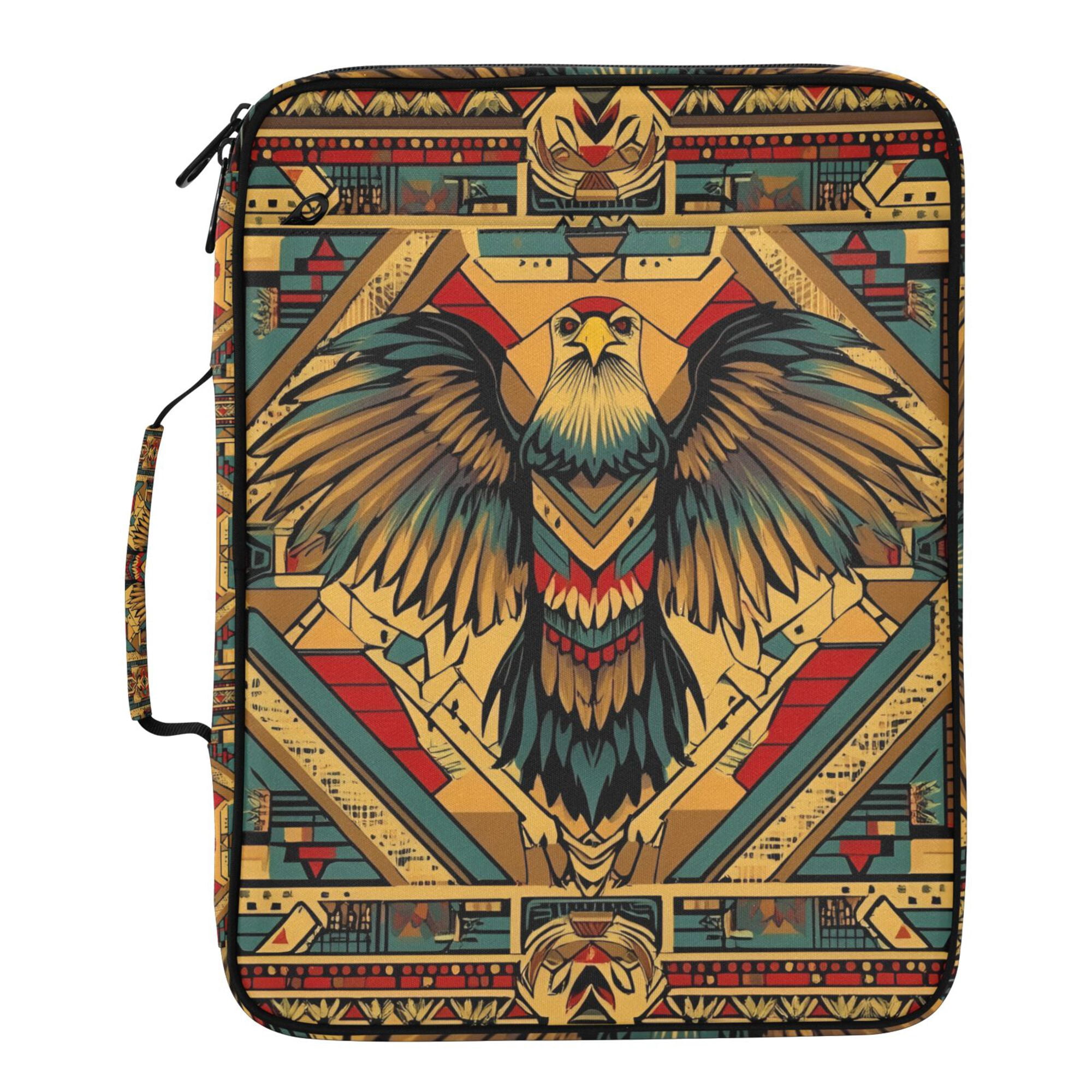 FORMRS Accordion File Folder A4 Size 7-Pocket Expanding Document Organizer Bag with 3 Ring Binder, Retro Abstract Eagle