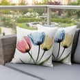 thumbnail image 4 of X-ray Tulips Pillow Covers 2 Pack Colorful Floral Abstract Flowers Spring Summer Pillowcase Waterproof Outdoor Throw Pillow Cover for Patio Garden Square Cushion 26”x26”, 4 of 9