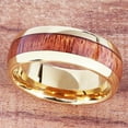 thumbnail image 2 of Wedding Rings Men. Domed 8mm Yellow Gold & Koa Wood Tungsten Wedding Band, 2 of 4