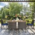 thumbnail image 3 of Aimee Lii 7Pcs Patio Rattan Cushioned Dining Set with Umbrella Hole, Outdoor Patio Furniture for Balcony Porch Backyard, Sturdy -Navy, 3 of 10