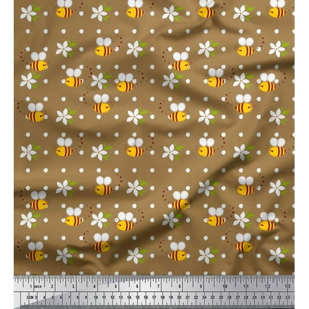 Soimoi Cotton Voile Fabric Leaves Floral & Honey Bee Clip Art Print Sewing Fabric Yard 42 Inch Wide Soimoi Cotton Voile Fabric Leaves Floral & Honey Bee Clip Art Print Sewing Fabric Yard 42 Inch Wide