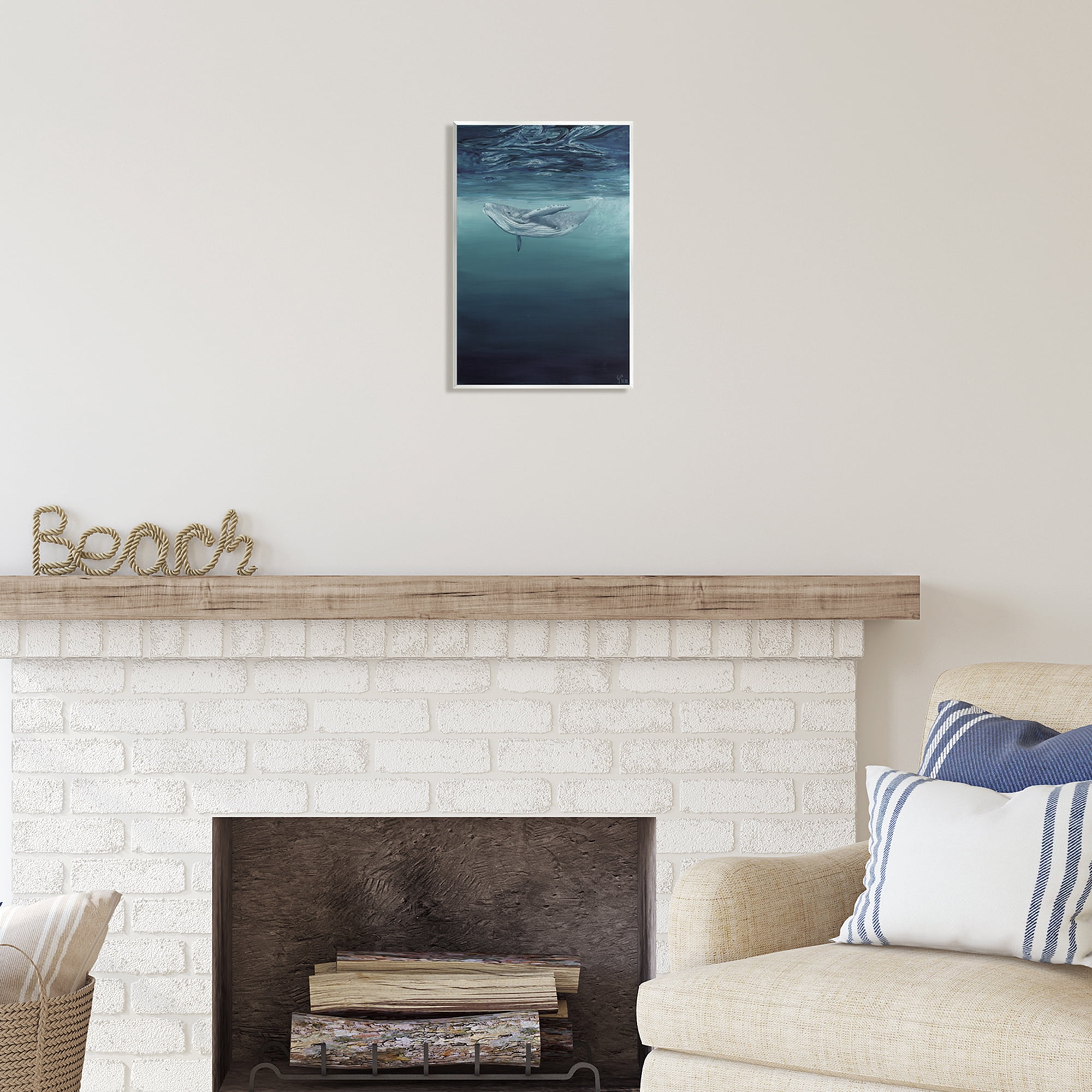 Stupell Industries Whale Swimming Underwater Animals & Insects Painting Unframed Art Print Wall Art, 10 x 15