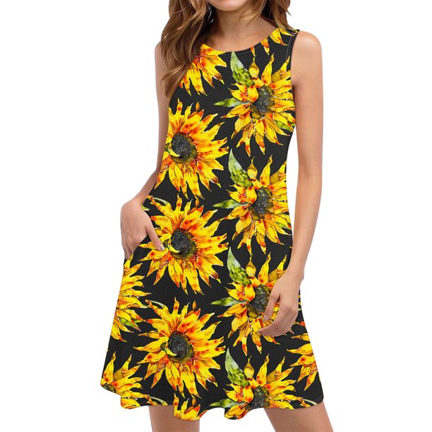 Vestido de Verano Casual de Mujer Impreso sin Mangas con Cuello en V Conjunto Superior, Imitación de Algodón Tirar Marco Suelto