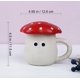 thumbnail image 4 of Linda Taza De Seta Con Tapa,Cubierta Y Ojos De Paraguas Esmaltados Hechos A Mano,Tazas De Leche De Cerámica Mate De Seguridad,Taza De Té Amanita Muscaria De 12oz., 4 of 5