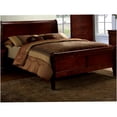 thumbnail image 2 of Twin Size Sleigh Bed Frame in Rich Cherry Finish, Solid Wood Construction with Elegant Curved Headboard and Footboard for Master or Guest Bedroom, 2 of 10