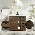 thumbnail image 5 of 36 Inch Bathroom Vanity with Sink Combo, Farmhouse Single Sink Cabinet, Freestanding Modern Bathroom Storage Vanity Cabinet w/Sliding Barn Door, 4 Drawers & Adjustable Shelves (Rusty Brown), 5 of 7