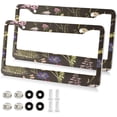 thumbnail image 2 of GZHJMY Wildflowers License Plate Frame 2 Pack 2 Holes Car Aluminum License Plate Holder Automotive Parts Decoration Universal with Screw Caps Cover, 2 of 7