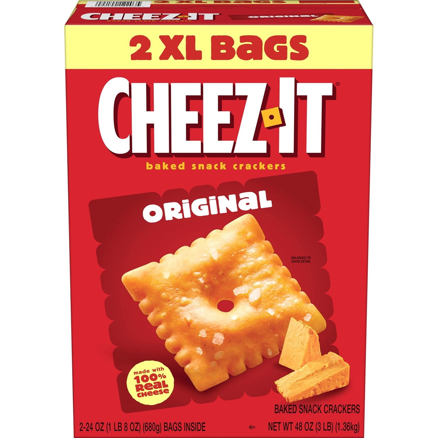 Cheez-It, Extra Toasty Baked Snack Crackers, 3oz bag, Box of 6