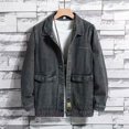 thumbnail image 2 of Chaqueta vaquera de otoño con botones azules para hombre, abrigos vaqueros de bolsillo gris para hombre, moda japonesa, alta calidad, vintage, precio bajo, talla grande GL, 2 of 5