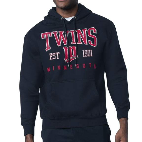 Men's-Starter  Navy Minnesota Twins Distressed Fleece Pullover Hoodie