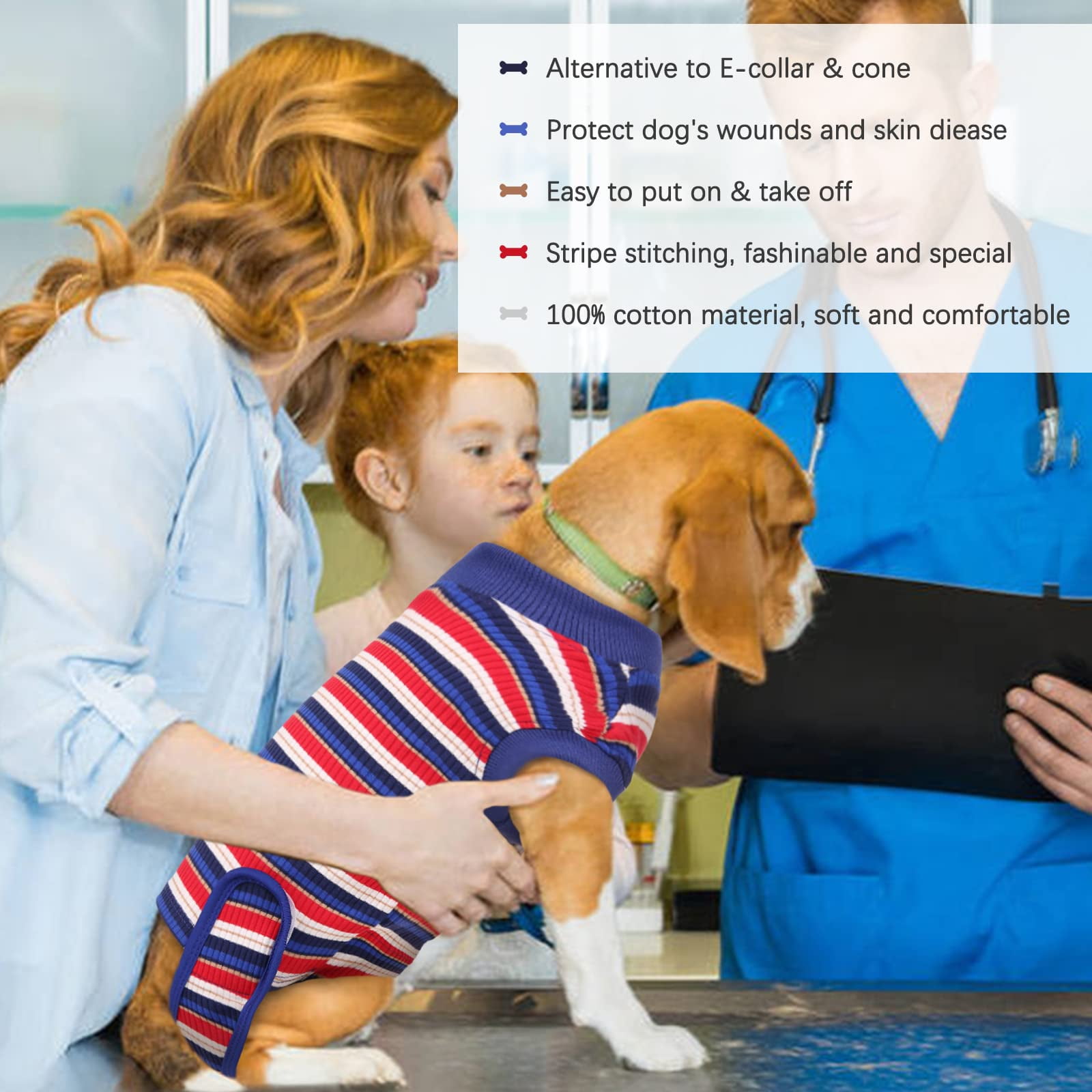 Kuoser Dog Onesie Surgical Recovery Suit for Dogs Cats,Blue,XS