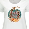 thumbnail image 4 of Inktastic Thankful and Blessed Teal Cheetah Pumpkin Women's Plus Size T-Shirt, 4 of 5