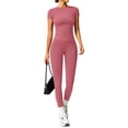 thumbnail image 6 of Clossjun Womens Two Piece Workout Sets Slim Fit Short Sleeve Shirt High Waist Leggings Yoga Outfits Matching Gym Suits, 6 of 6