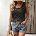 thumbnail image 4 of KHONTS Womens Summer Crochet Tank Tops Knit Sleeveless Scoop Neck Sweater Vest Boho Hollow out Cover U.S Black M, 4 of 6