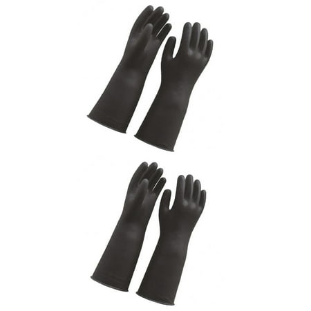 2pcs gants en latex de caoutchouc durable noir gants longs jardinage