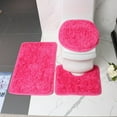 thumbnail image 3 of Soft Ultra-Fine Fiber Bathroom Carpet Set Of 3 Pieces, Anti Slip Bathroom Carpet, Bath Mat+Base Mat+Toilet Seat Cover, Rose Pink, 3 of 6