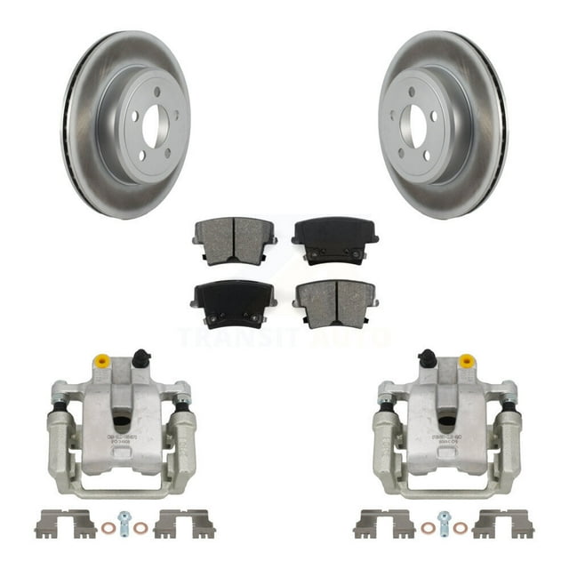 Transit Auto Rear Disc Brake Caliper Coated Rotors and Semi-Metallic Pads Kit for Car Chrysler 300 Dodge Challenger Magnum KCG-100029S