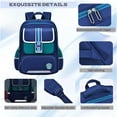 thumbnail image 4 of School Backpack for Boys, School Bookbag 16.5 * 12.2 * 6.3in, Large Capacity Book Bag with Compartments for Boy Kid Students Elementary School, Blue, 4 of 7