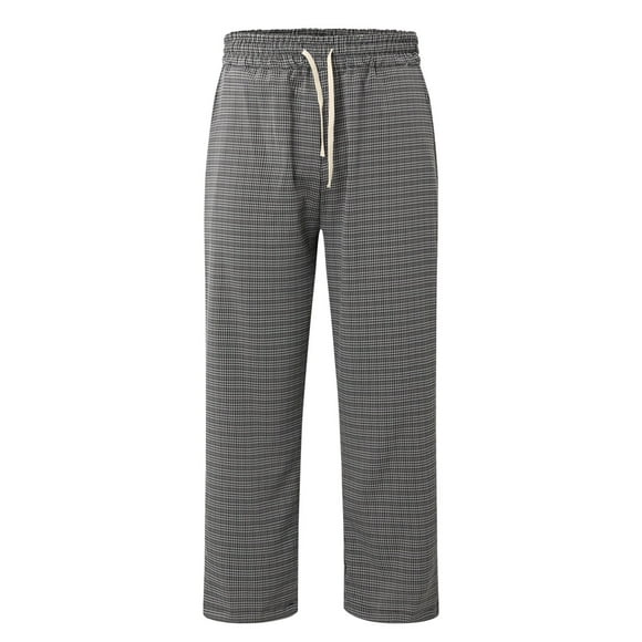 toraway Black Casual Pants Men Size 48 Men's New Summer Outdoor Loose Pants Vintage Retro Plaid Casual Pants XL