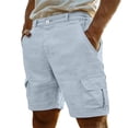thumbnail image 3 of YOIAVAIOY Men's Shorts Cotton Linen Pleated Shorts Casual High Waisted Summer Lightweight Beach Shorts Fashion Hiking Lounge Shorts Blue XXL, 3 of 6