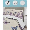 thumbnail image 3 of Twin XL Quilt Bedding Set, Purple Flowers Reversible Summer Quilt 3 Pieces, Butterfly Spring Floral Rustic Farmhouse Lightweight Bedspreads Coverlets with 2 Pillow Shams for All Seasons, 3 of 5