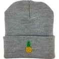 thumbnail image 2 of Light Gray Pineapple Beanie Skully Ski Hat MADE IN USA, 2 of 3