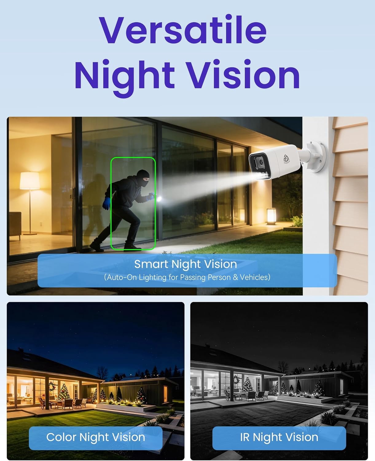 AKINGUAR 4K 8CH PoE Security Camera System NVR Kit, 4pcs Wired IP Cameras Indoor & Outdoor, Person/Vehicle Detection, Full Color Night Vision, 2-Way Audio, 2TB HDD for 24/7 Recording