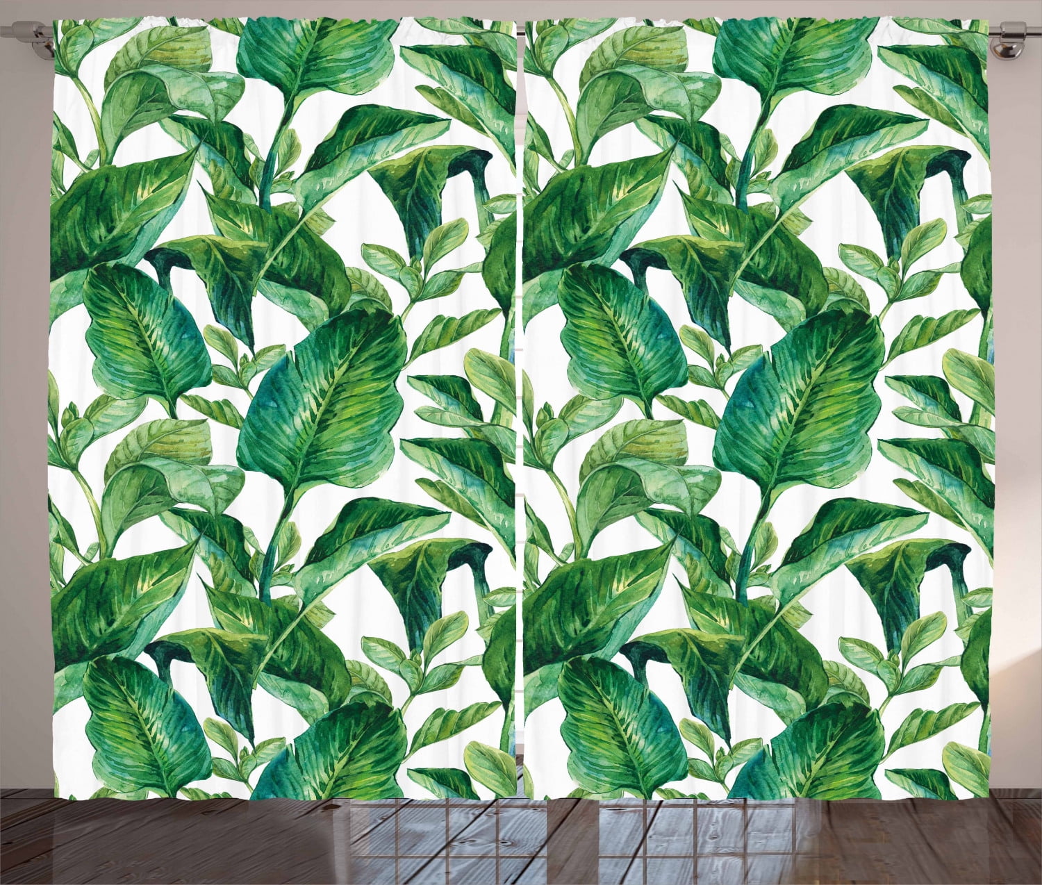 Leaf Curtains 2 Panels Set Romantic Holiday Island Hawaiian