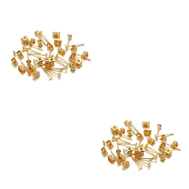kurtrusly Earring Stud Base Multi Handmade Personality Ear Pins Setting Lady Decorations Daily Jewelry Making Tool Wedding Beach Gold 3mm 2Set